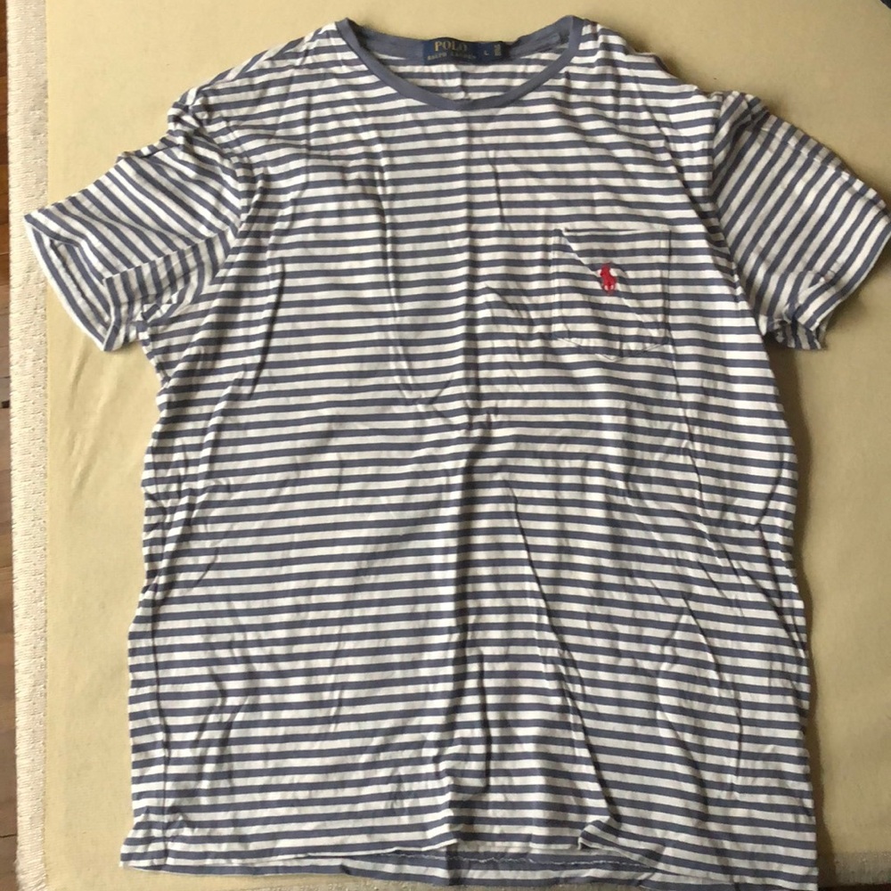 Polo Ralph Lauren blue and white striped shirt